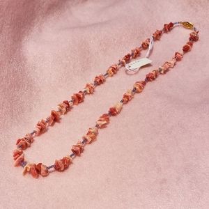Coral & Glass Beaded Necklace - Hand Crafted - NWT